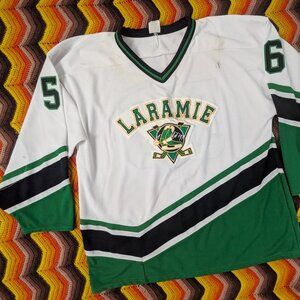 Size XL Vintage Athletic Knit Hockey Jersey Laramie WY Patched #56 Canada h138